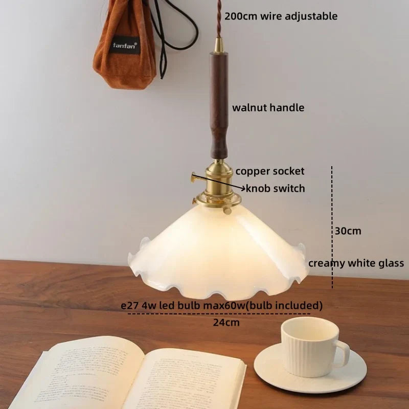DecorBites™ Ceramic Walnut Copper LED Pendant Light Chandelier for Bedroom Living Room