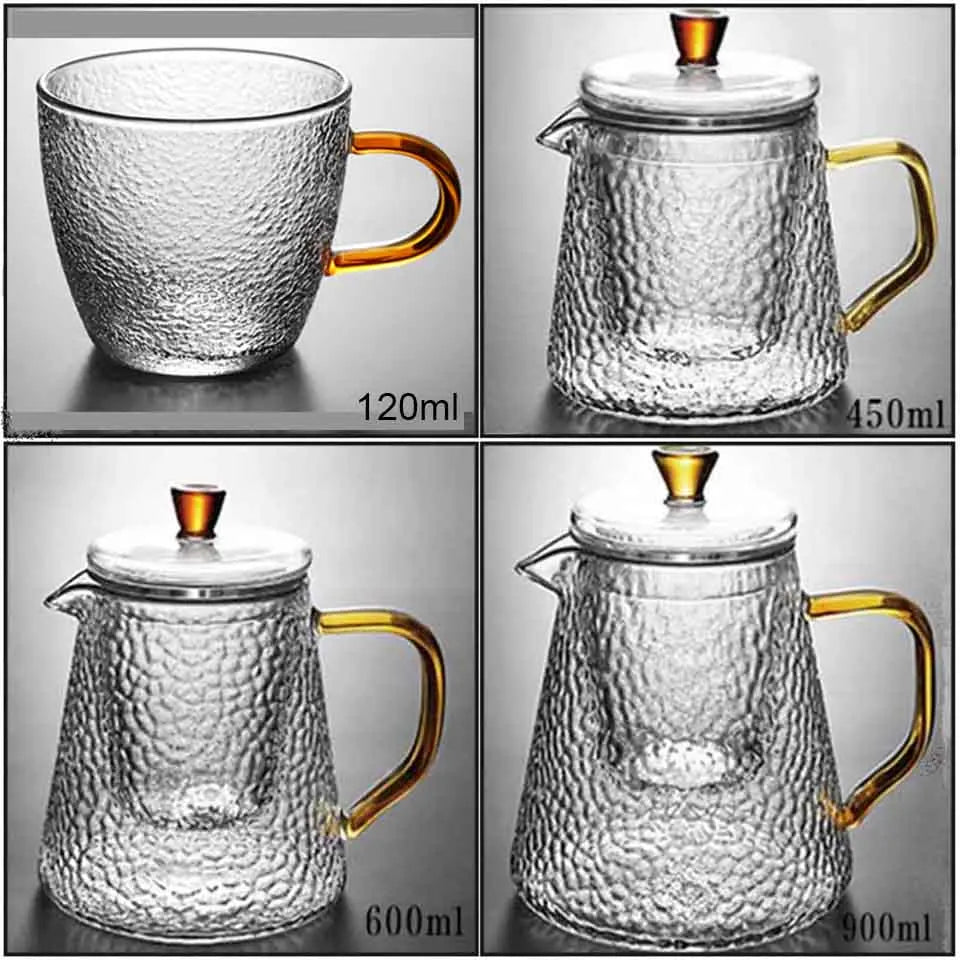 DecorBites™ Borosilicate Glass Teapot with Infuser for Puer Tea and Boiling Water