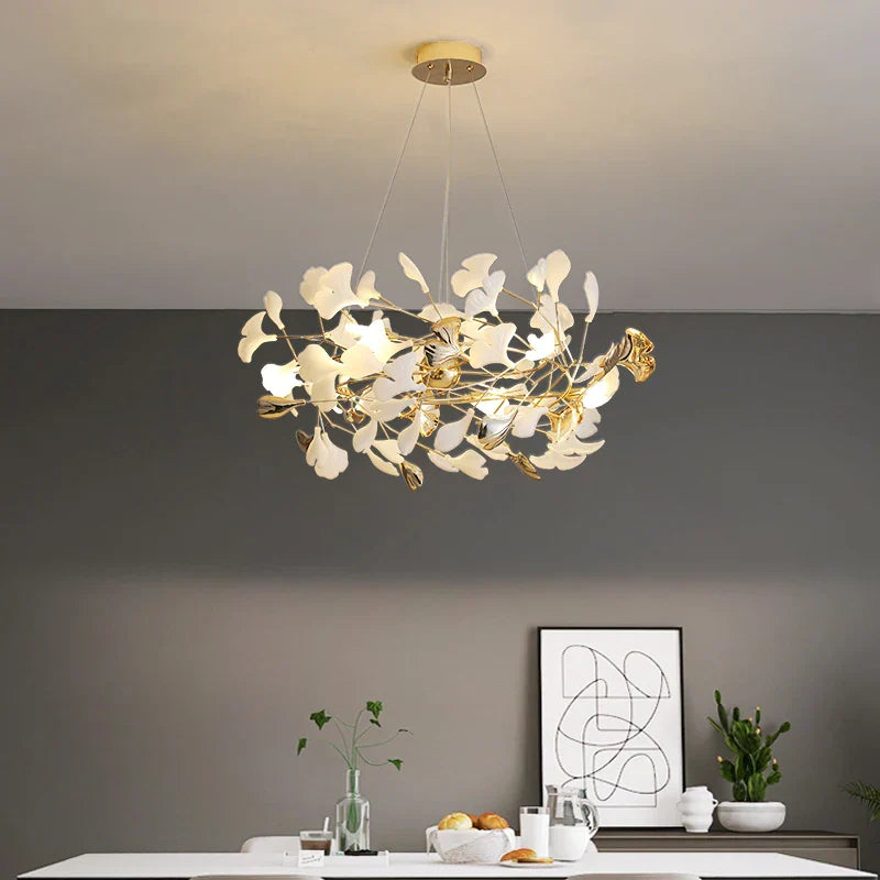 DecorBites™ Ginkgo Leaf Chandelier: Elegant Nordic Art Luxury for Dining Room, Bedroom, Living Room