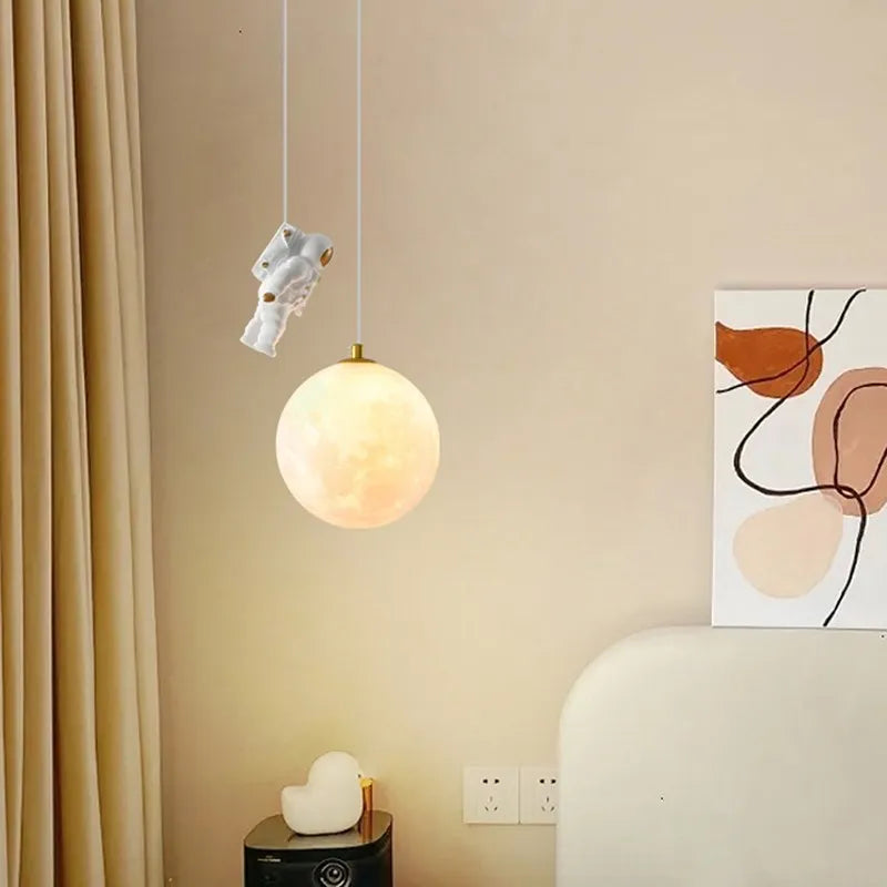 DecorBites™ Astronaut Moon LED Pendant Light for Children's Room and Study