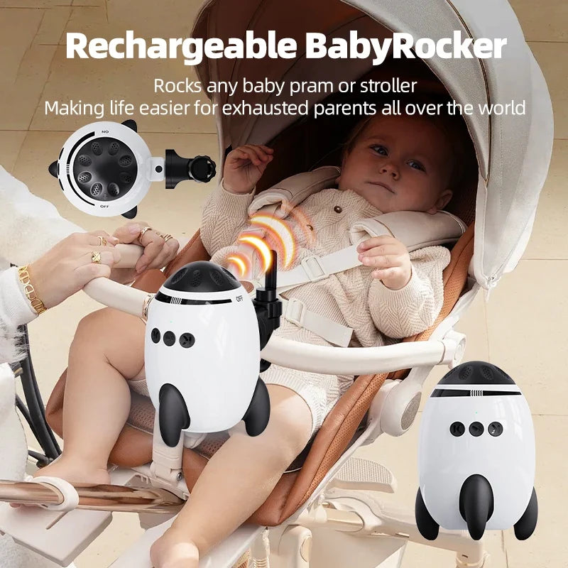 Portable automatic baby rocker, compatible with strollers, hands-free rocking function, with Bluetooth lullabies