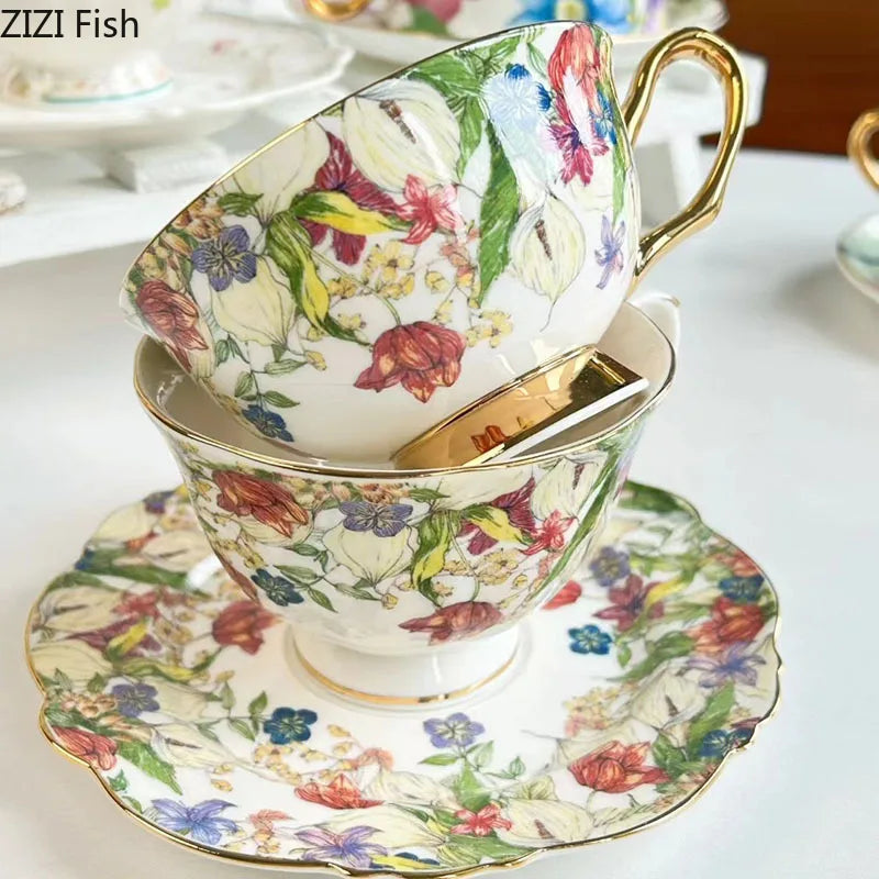 DecorBites™ Brilliant Flowers Pattern Ceramic Coffee Mug Set