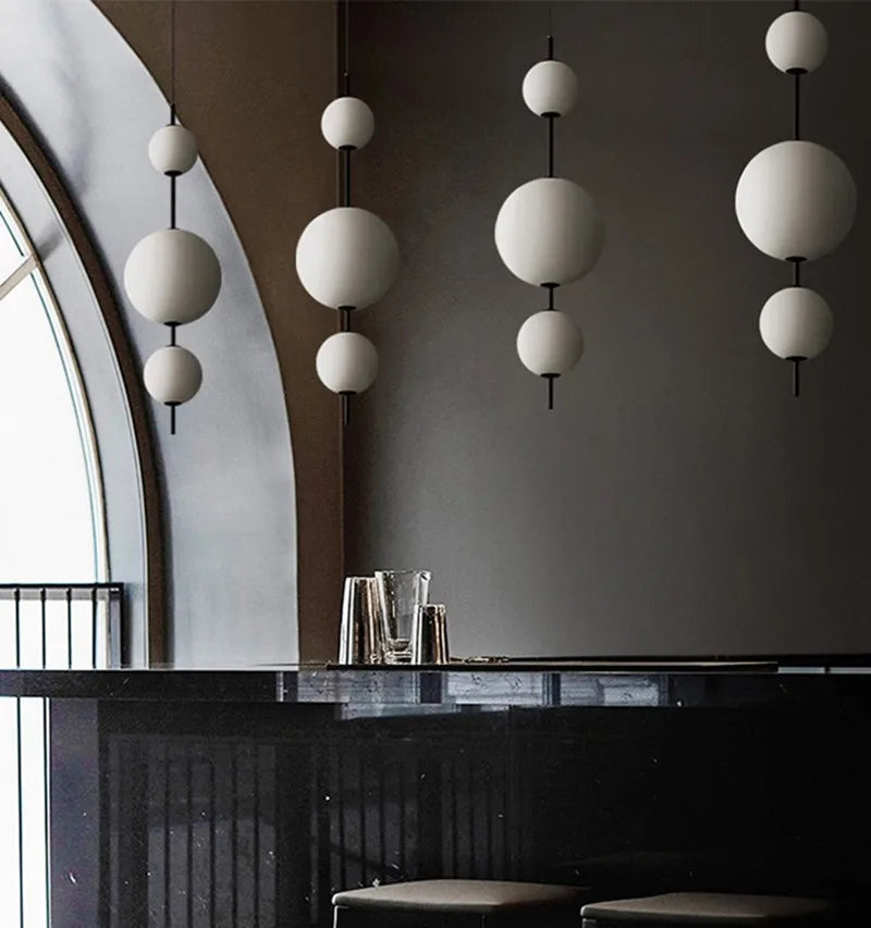 DecorBites™ LED Glass Beads Pendant Chandelier, Round Ball Hanging Light Fixture