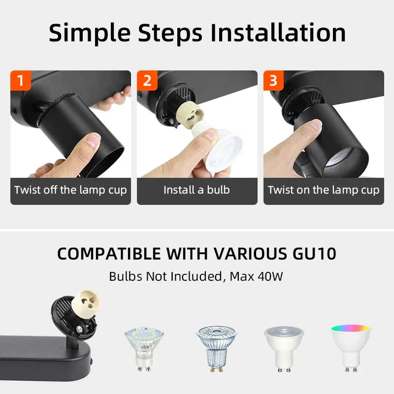 DecorBites™ LED Track Spot Light GU10 Bulb Replacement Spotlight for Bedroom Corridor Shop
