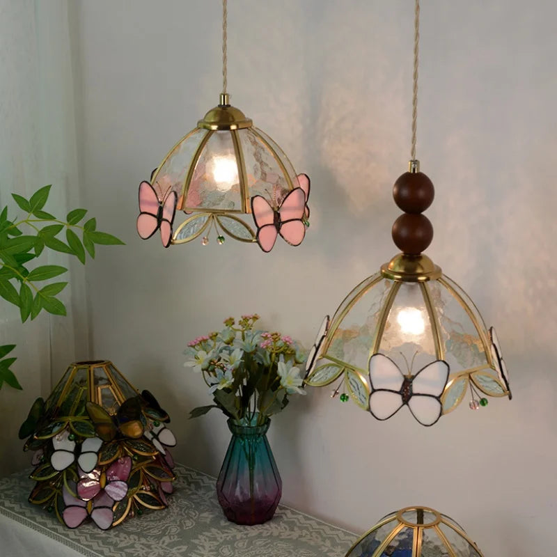 DecorBites™ Butterfly Tiffany Glass Pendant Lamp Modern Nordic LED Hanging Light