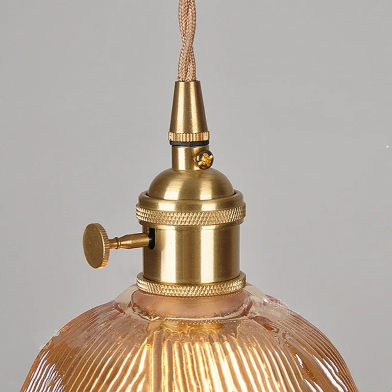 DecorBites™ Amber Glass LED Pendant Light - Modern Copper Hanging Fixture