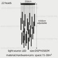 DecorBites™ Cylindrical LED Staircase Chandelier Suspension Light - Modern Villa Water Pipe Fixture