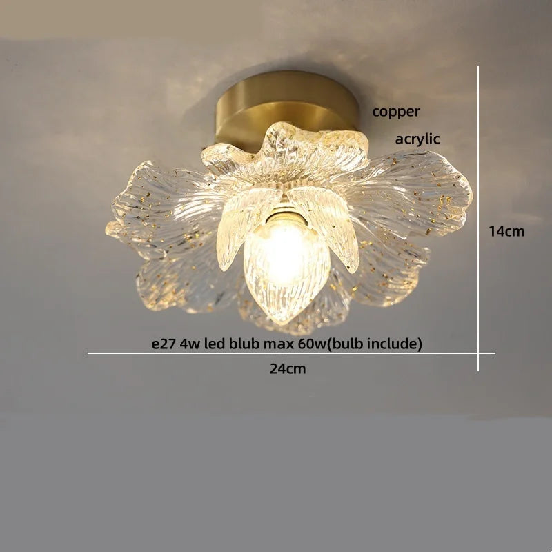 DecorBites™ Amber Glass LED Ceiling Lamp Nordic Modern Simple Indoor Lighting