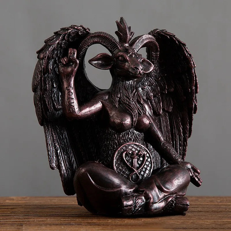 DecorBites™ Baphomet Resin Statue 16cm Tall Horned Sabbatic Goat Figurine