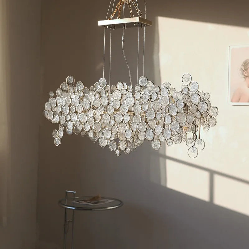 DecorBites™ Glass Led Chandelier: Modern Luxury Designer Pendant Lights for Living Room, Bedroom, Study