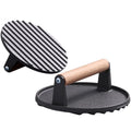 DecorBites™ Cast Iron Steak Press Plate with Wooden Handle - Kitchen Barbecue Tool
