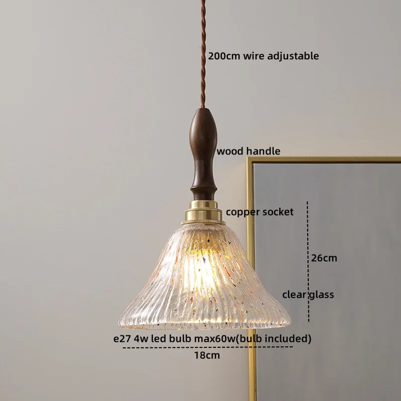 DecorBites™ LED Glass Wood Pendant Lights | Modern Nordic Style Hanging Lamp for Home Décor