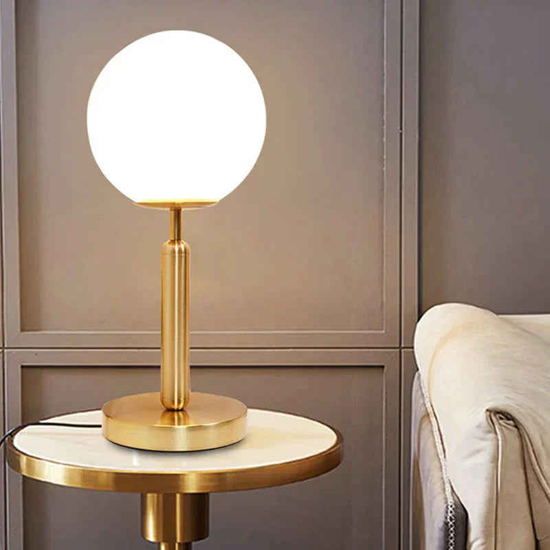 DecorBites™ LED Glass Ball Brass Table Lamp for Luxury Home Decor Bedrooms & Offices
