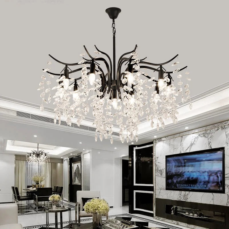 DecorBites™ Crystal Branch Chandelier: Modern Minimalist Luxury Lighting for Living Room and Bedroom