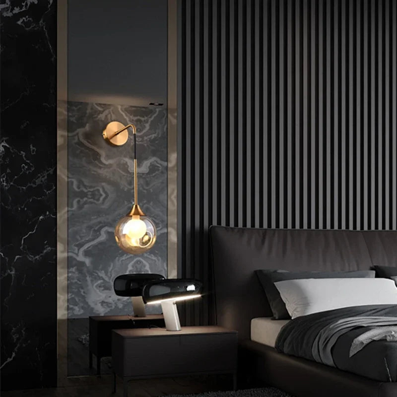 DecorBites™ Glass Ball Gold Wall Sconce - Modern Nordic Indoor Bedroom Light Fixture