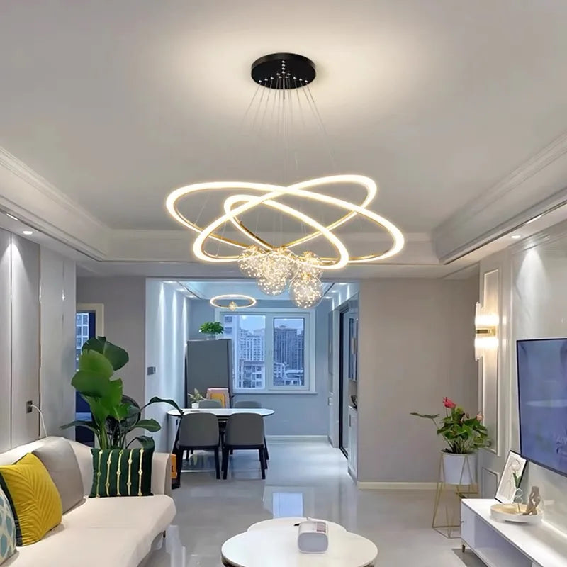 DecorBites™ Circle Ring Pendant Light Chandelier Modern Living Room Bedroom Lamps Ceiling Luminaire