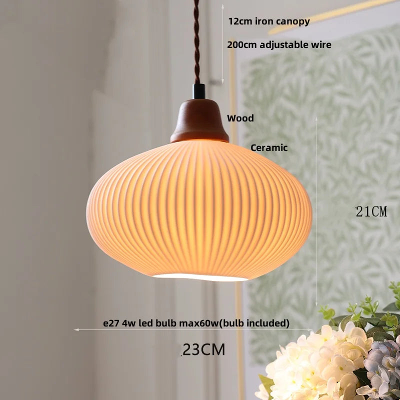 DecorBites™ Ceramic LED Pendant Lamp with Adjustable Copper Socket - Nordic Modern Home Decor