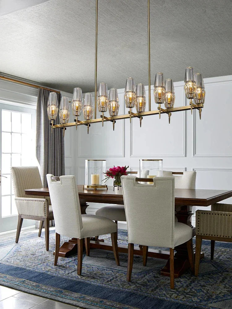DecorBites™ Copper & Glass Chandelier - Luxury Lighting Fixture for Living, Dining, Bedroom - Dimmable