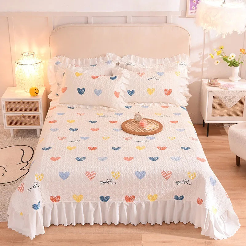 DecorBites™ Chiffon Quilted Bed Spread Set - Queen Size Cotton Bedspread Cover