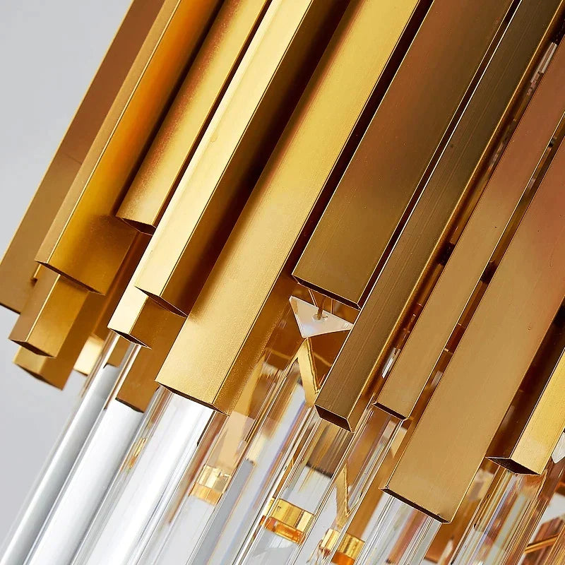 DecorBites™ Crystal Pendant Chandelier Gold & Chrome Luxury LED Lighting for Dining Room & Bedroom