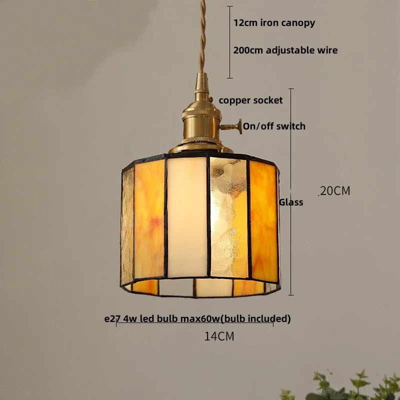 DecorBites™ Copper Knob Switch LED Pendant Lamp, Adjustable Glass Dining Room Lighting