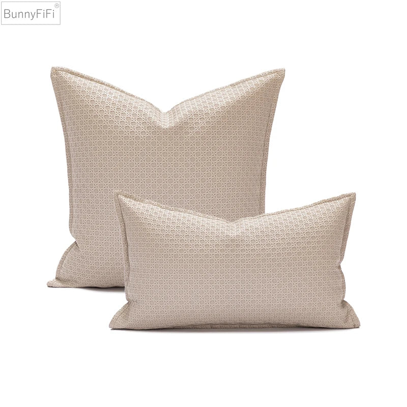 DecorBites™ Brown Beige Faux Leather Cushion Cover 45x45cm for Home Sofa Living Room