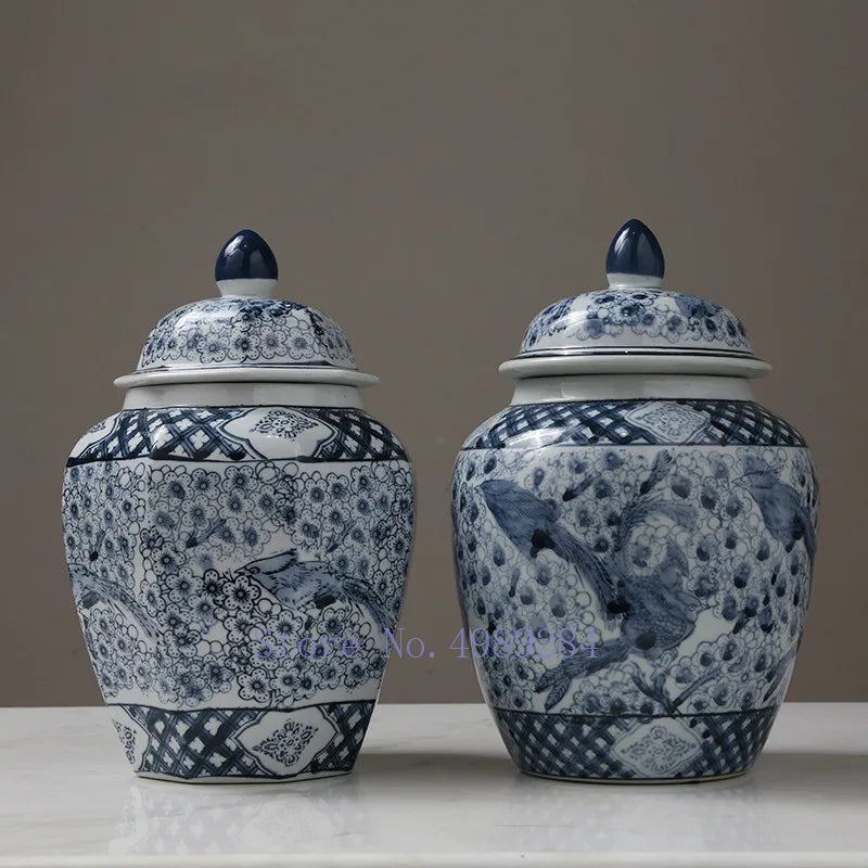 DecorBites™ Chinese Retro Storage Tank Vase with Cover for Modern Home Decoration