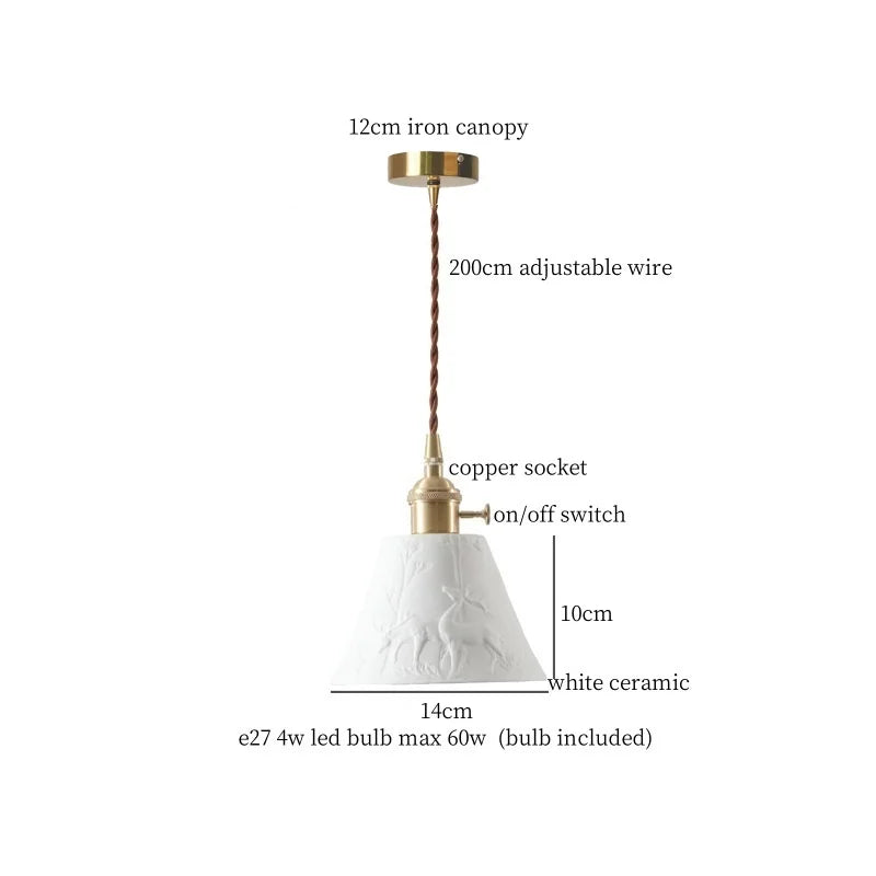 DecorBites™ Ceramic LED Hanging Lamp Japenese Style Pendant Lighting for Home Deco