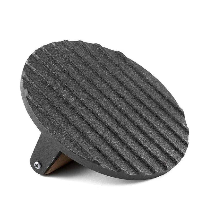 DecorBites™ Cast Iron Steak Press Plate with Wooden Handle - Kitchen Barbecue Tool