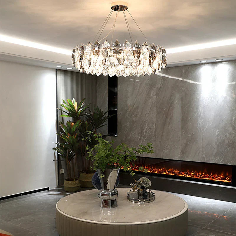 DecorBites™ Gold Silver Crystal LED Dimmable Pendant Light for Living Room