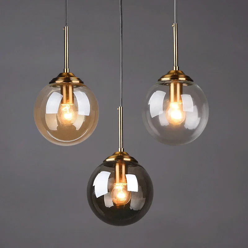 DecorBites™ Golden Ring Glass Ball Pendant Light for Kitchen Dining Room & Bedside