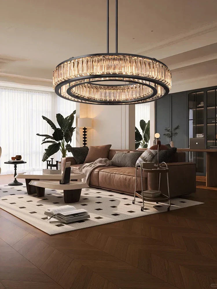 DecorBites™ Gold Crystal Ceiling Chandelier LED Light Fixture for Luxury Home Decor