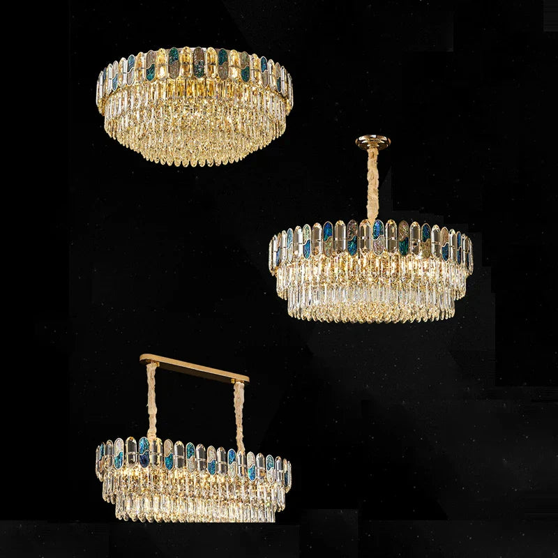 DecorBites™ Dimmable LED Sea Shell Crystal Chandelier Luminaire for Living Room