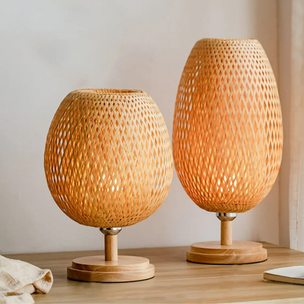 DecorBites™ Bamboo Weave Table Lamp - Modern Bedside Light
