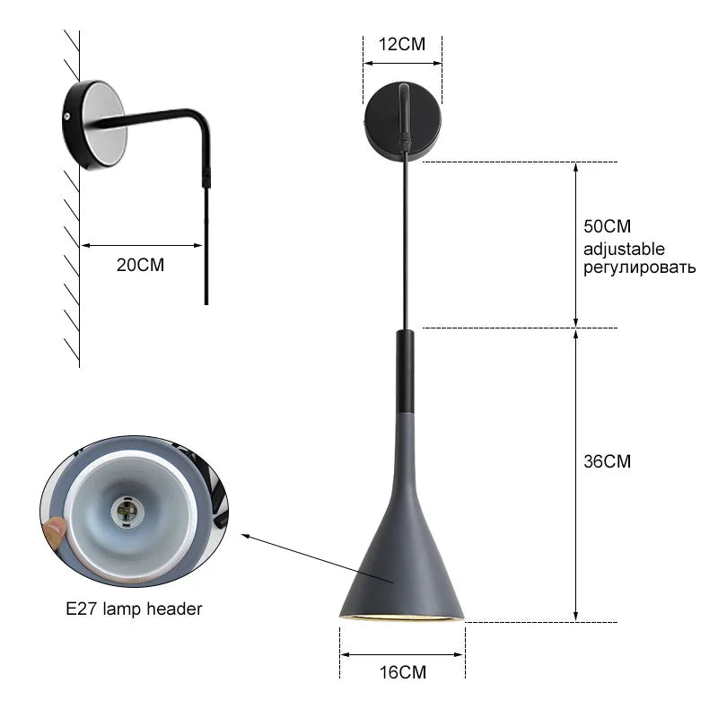 DecorBites™ Black Nordic LED Sconce Wall Light for Bedroom Reading Stairs Decor