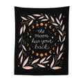 DecorBites™ Botanical Olive Leaf Moon Phase Wall Hanging Tapestries - Black Psychedelic Home Decor