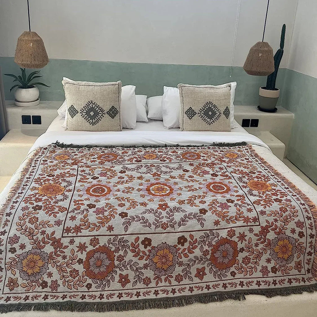DecorBites™ Boho Floral Sofa Throw Blanket