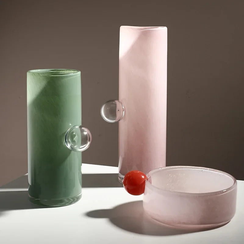 DecorBites™ Glass Vase Geometric Sphere Fruit Bowl Storage Container for Flowers and Accessories