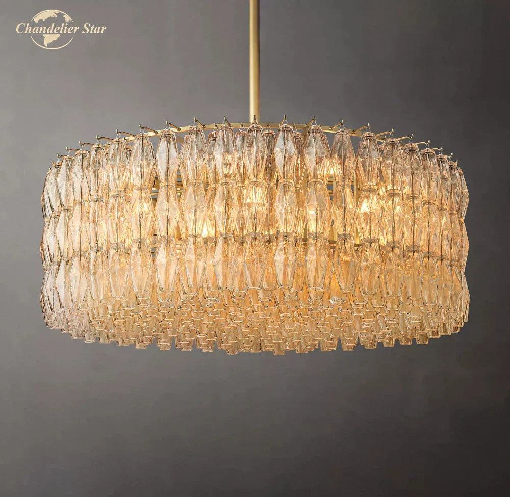 DecorBites™ Chiara Clear Glass Modern Black Chandelier for Living Room Dining Kitchen
