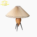 DecorBites™ Bauhaus Pleated Wood Table Lamp LED E27 Solid Fabric Desk Light