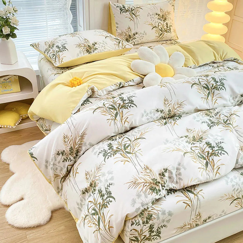 DecorBites™ Brushed Printed Duvet Cover Set with 2 Pillowcases, Queen/Single Size