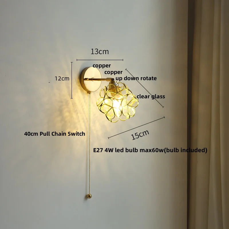 DecorBites™ Butterfly Glass Wall Light: Up Down Rotate LED Fixture for Bedroom Living Room