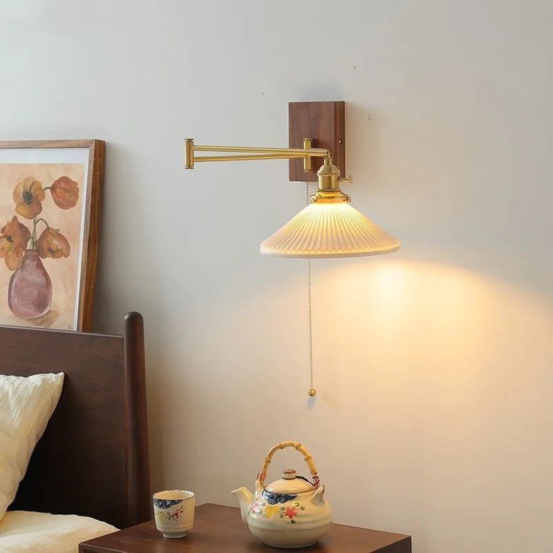 DecorBites™ Ceramic Copper LED Wall Light | Modern Bedside Lamp with Pull Chain Switch