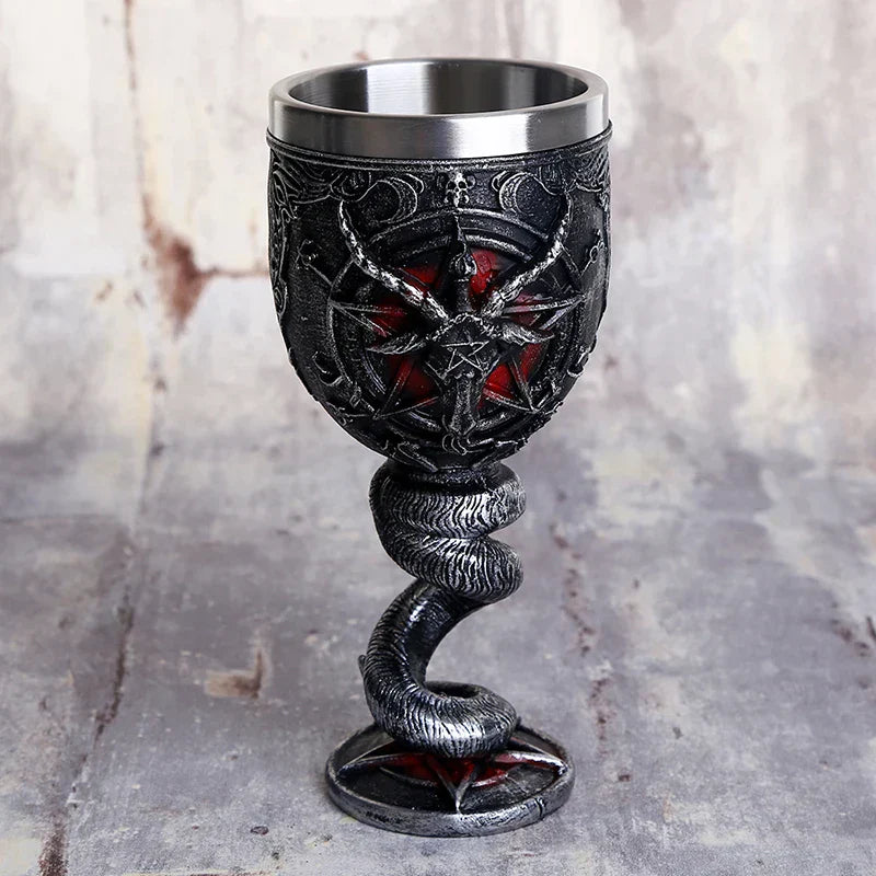 DecorBites™ Baphomet Wine Glass Horn Cocktail Stainless Steel Goblet Whiskey Cup Bar Drinkware