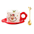 DecorBites™ Christmas Ceramic Santa Tea Set with Spoon, Festive Coffee Cup & Saucer