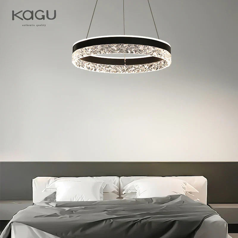 DecorBites™ Crystal Rings LED Chandelier Black&White Frame