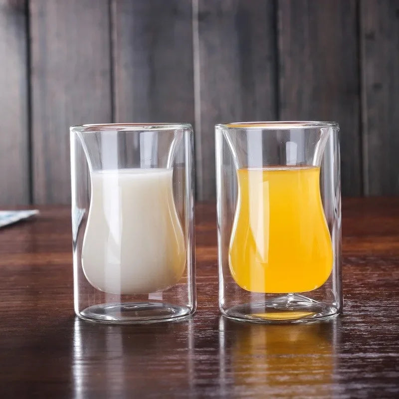 DecorBites™ Double Bottom Glass Mug for Wine, Whiskey, Coffee, Tea, Juice, Water - Wholesale