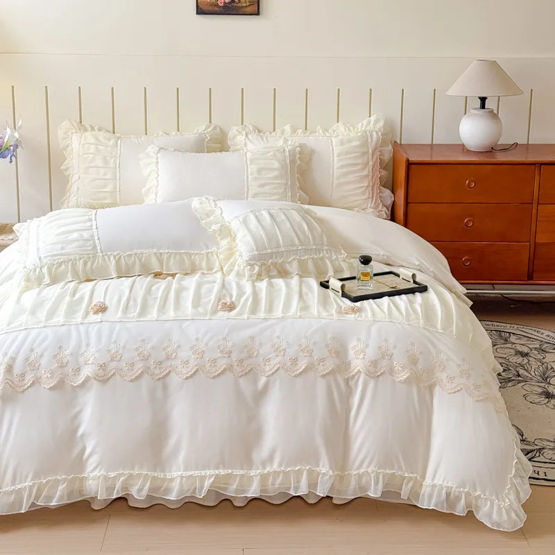 DecorBites™ Lace Princess Bedding Set Twin Queen Bed All Seasons