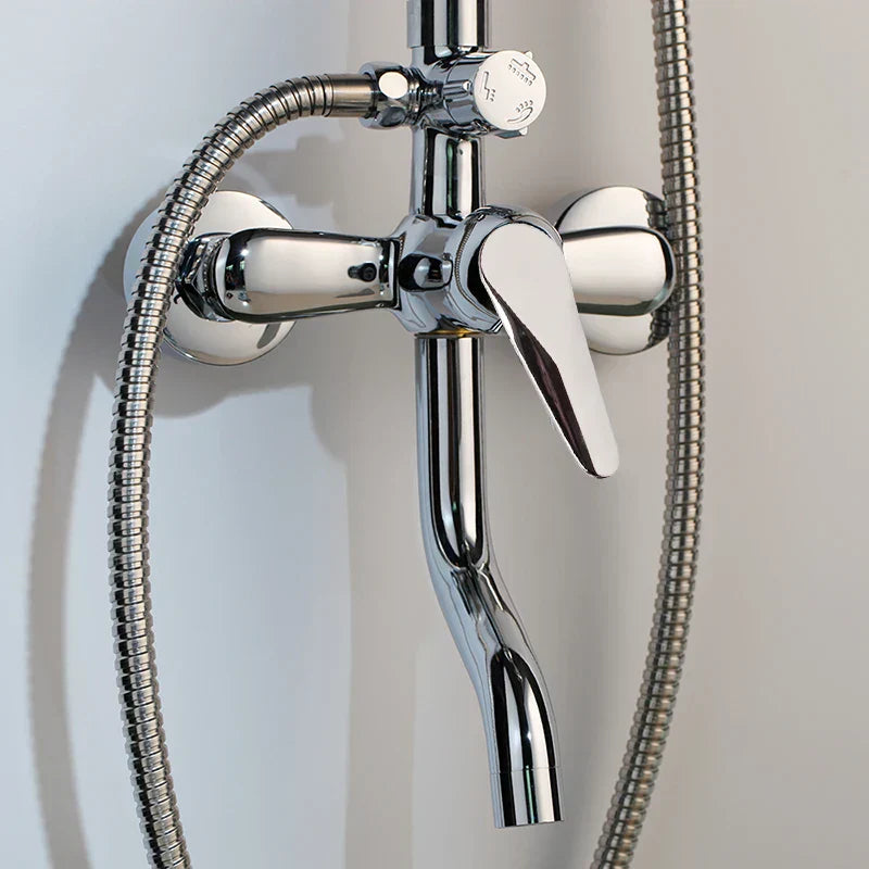 DecorBites™ 8-inch Chrome Bathroom Rainfall Shower Set with Adjustable Height and Handheld Faucet
