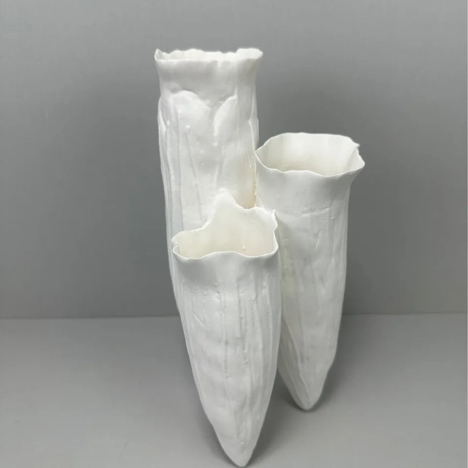 DecorBites™ Abstract Coral Reef Ceramic Vase Triangle Shape Handicraft Home Decor Vase